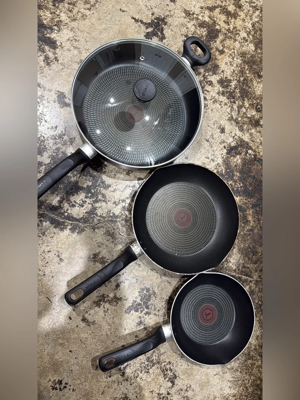 Black Nonstick Frypan and Sauté Pan Set with Tempered Glass Lid